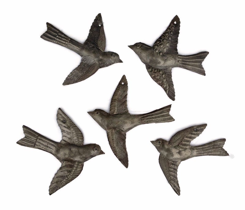 It's Cactus SET OF 5 Birds Wall Decor, Cute Flying Birds, Indoor Outdoor, Handmade, Wall Decorations for Living Room, 6 Inch, Haitian Art - Image 1